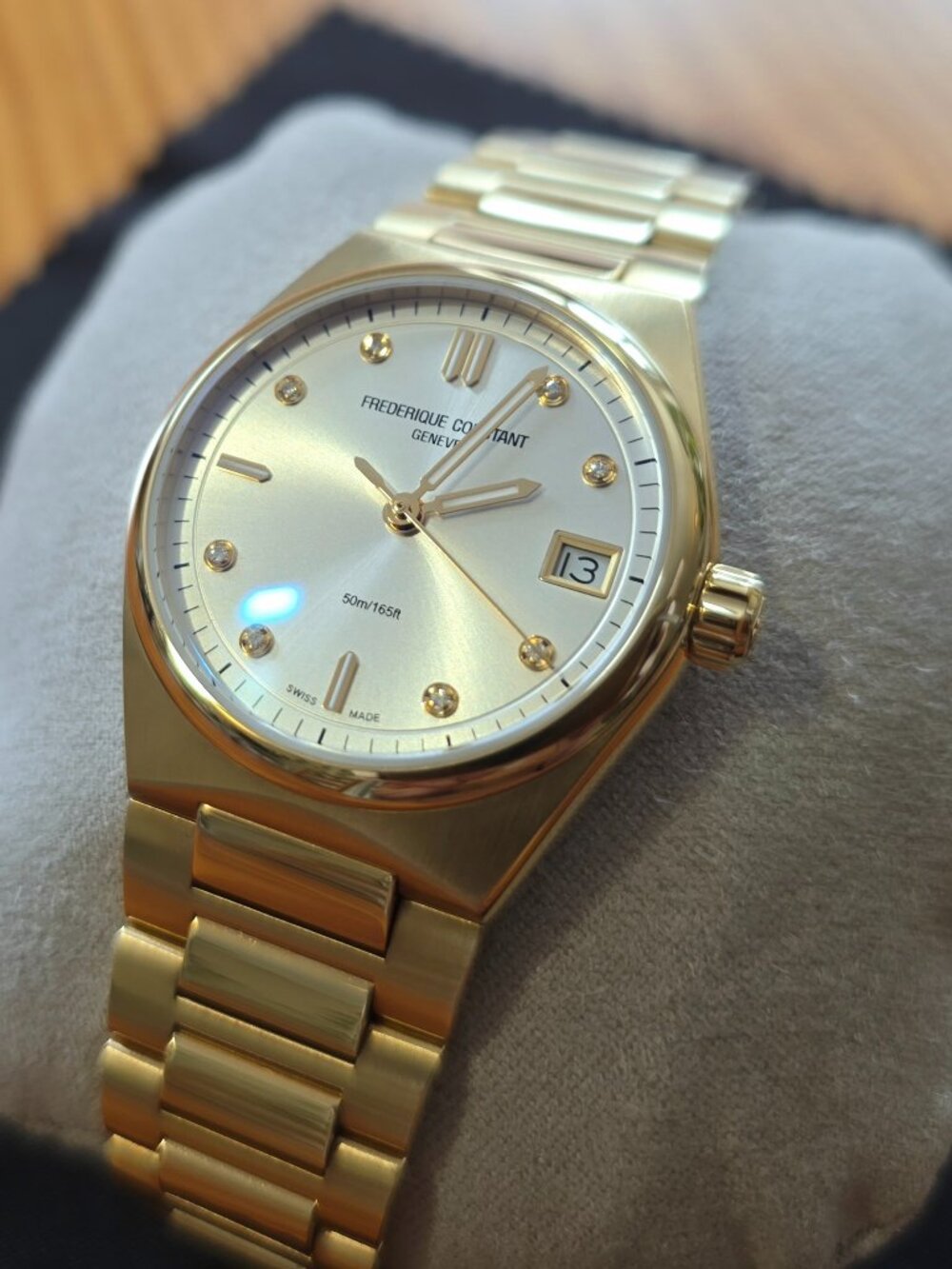 Frédérique Constant Watch, $2095 MSRP, Gold, Diamond, FC-240VD2NH5B, Highlife